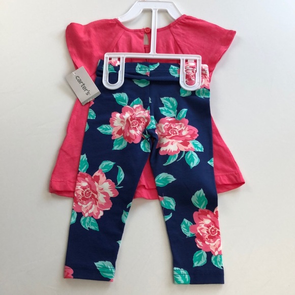 Pink and navy floral two-piece outfit 12 month - Picture 4 of 4